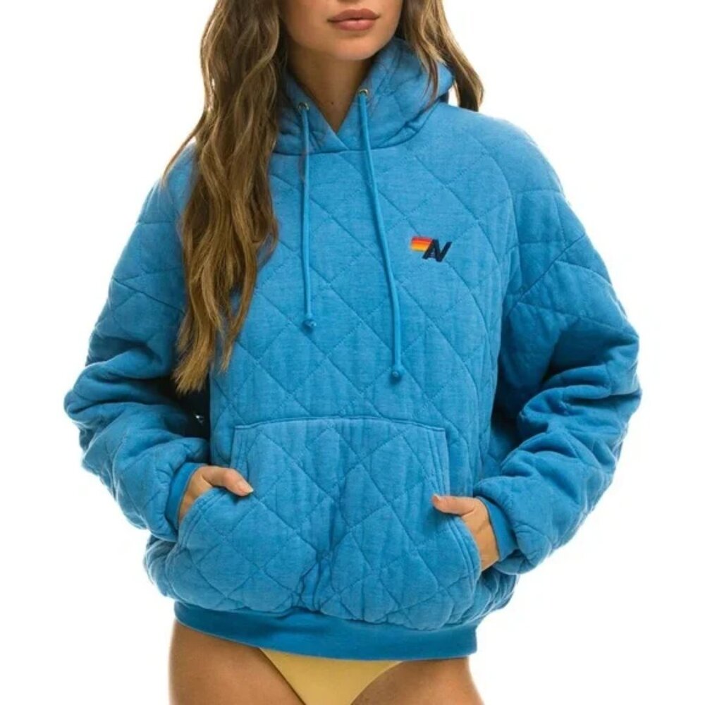 Aviator Nation Blue Quilted Hoodie